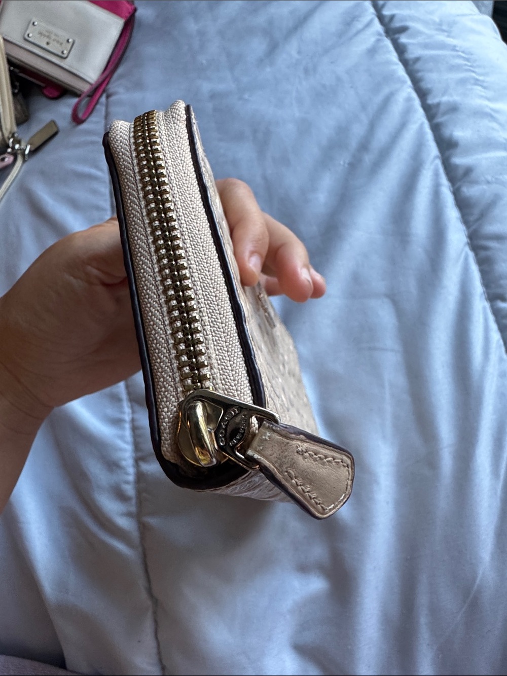 Coach Embossed Signature Zip Wallet - Cream - Picture 5 of 9